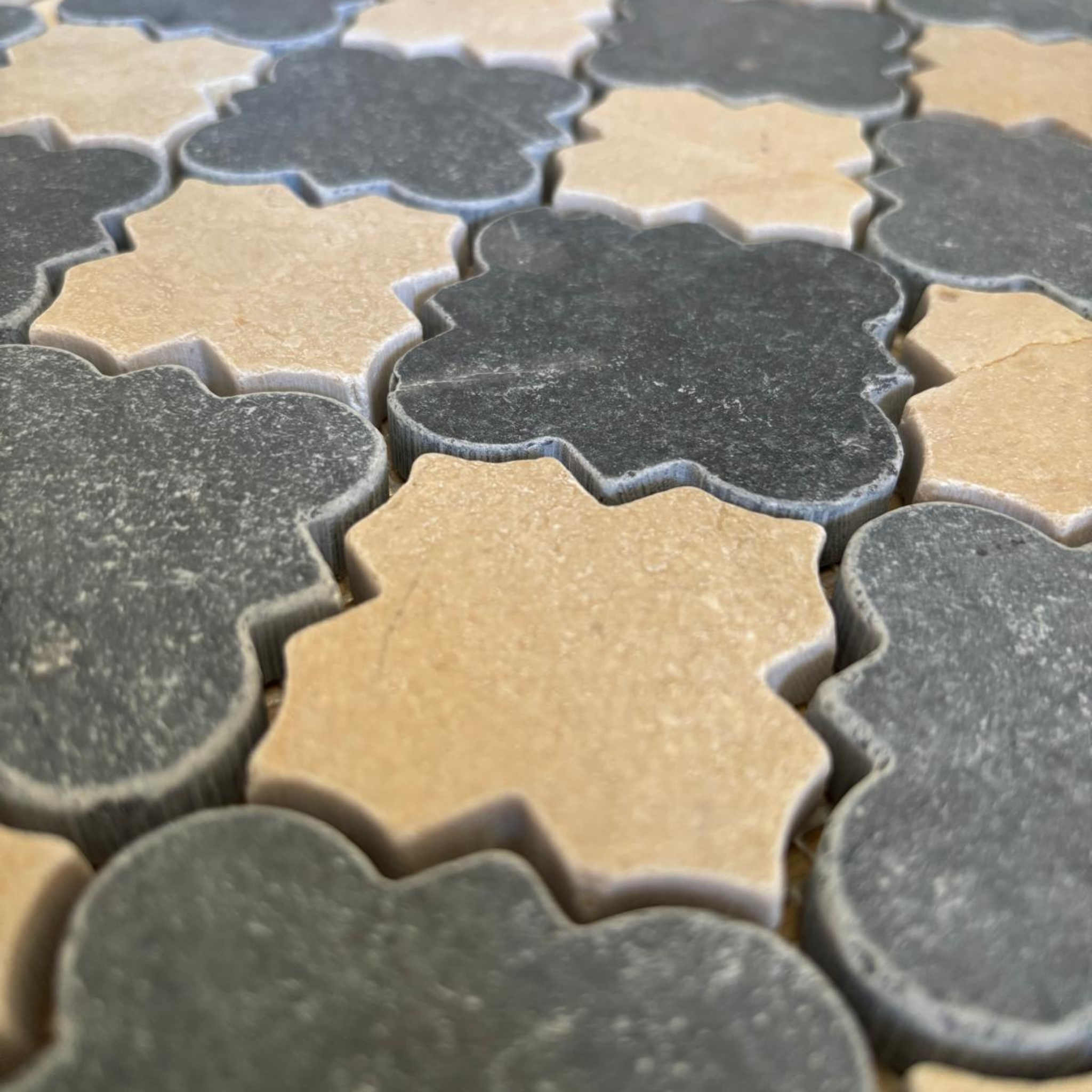 Cairo Crema Marfil & Bardiglio Sandblasted & Tumbled Mosaic