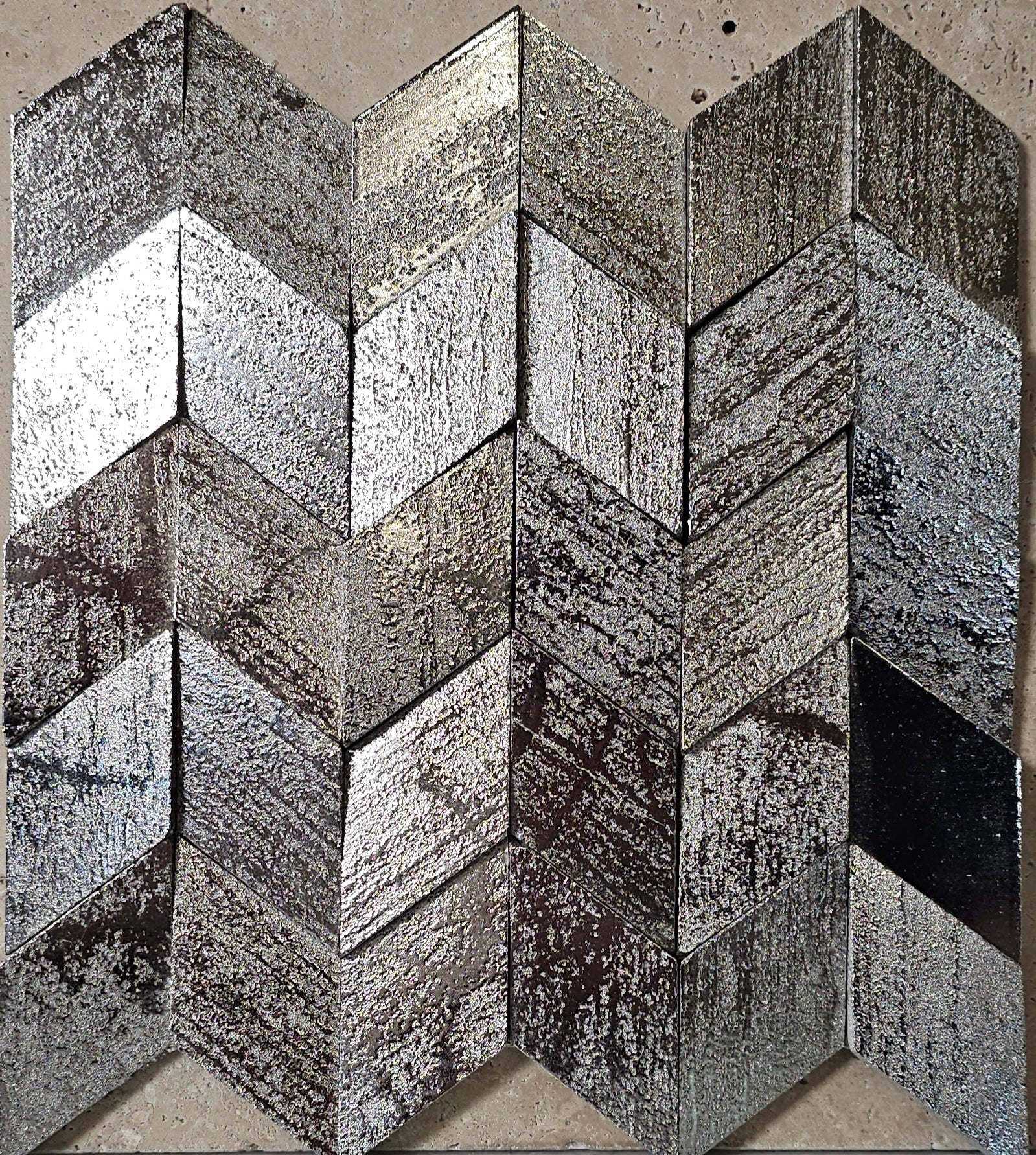 Metallic Silver Chevron Mosaics