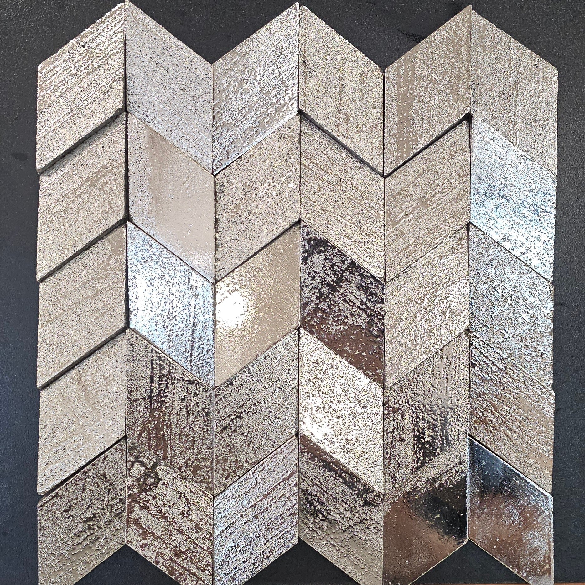 Metallic Silver Chevron Mosaics