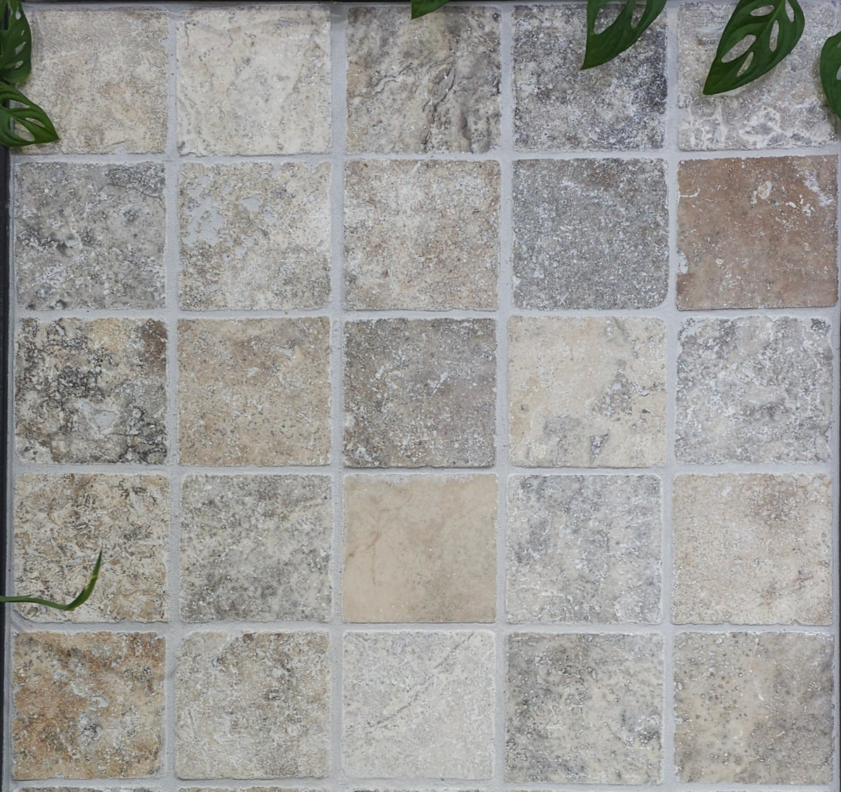 Silver travertine tumbled cobbles 100x100x30mm | The Stonemen