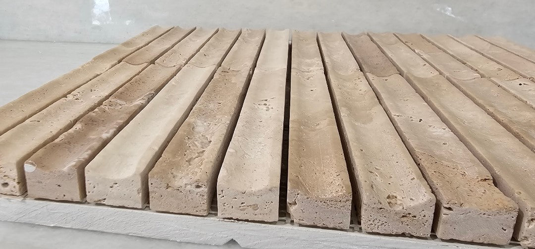 Travertine Honed Concave Flutes