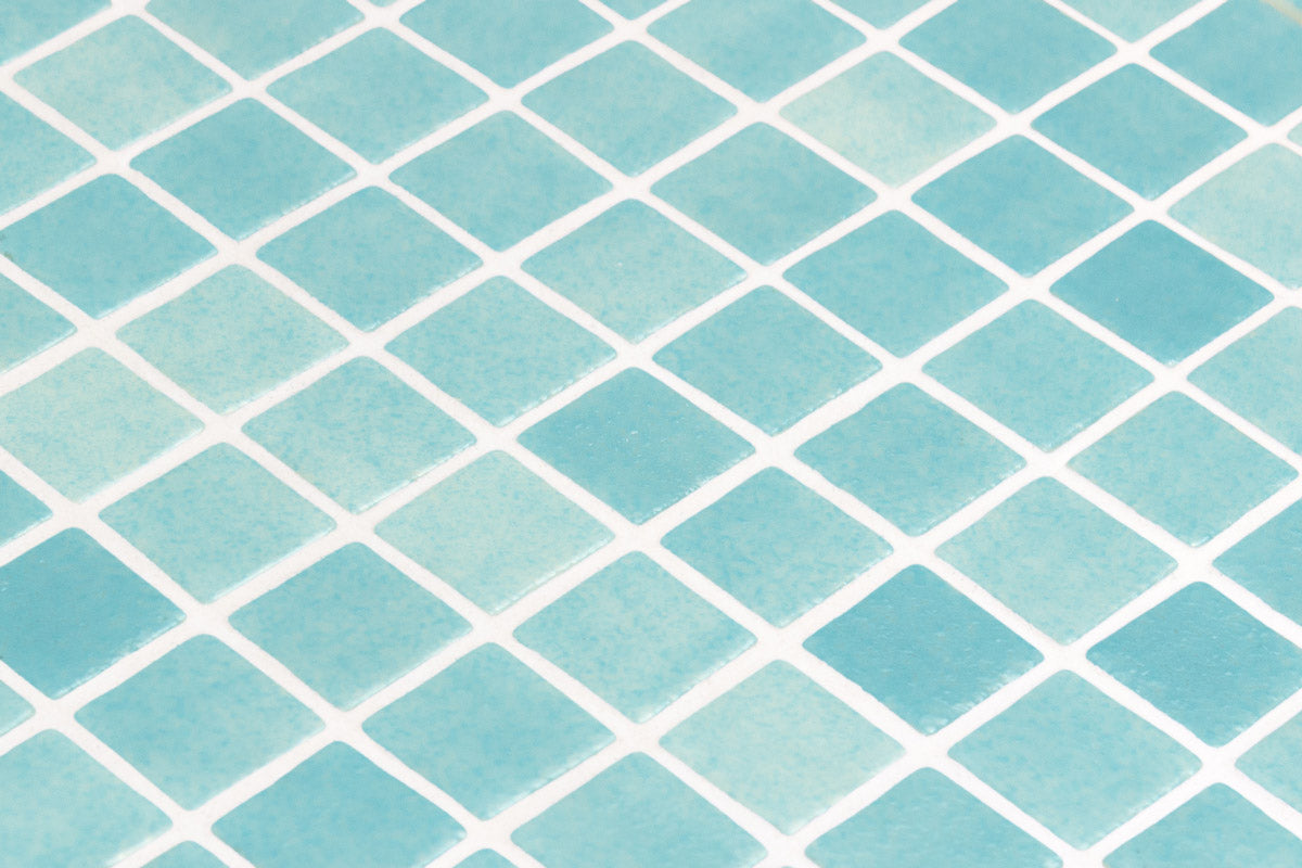 Aquamarine glass mosaic close up - 25mm gloss | The Stonemen