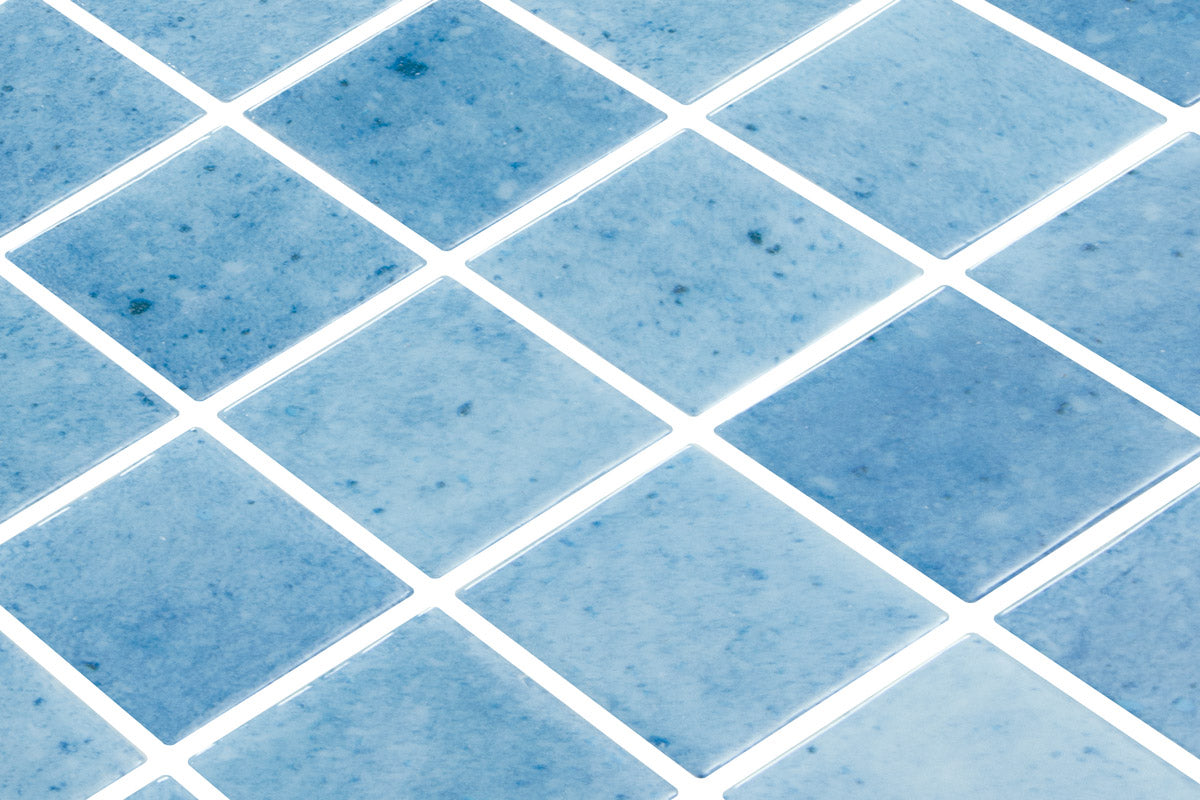 Azure 50 glass mosaic installed | The Stonemen