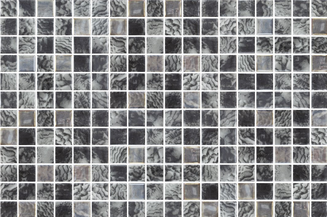 Charcoal glass mosaic - 25mm gloss black | The Stonemen