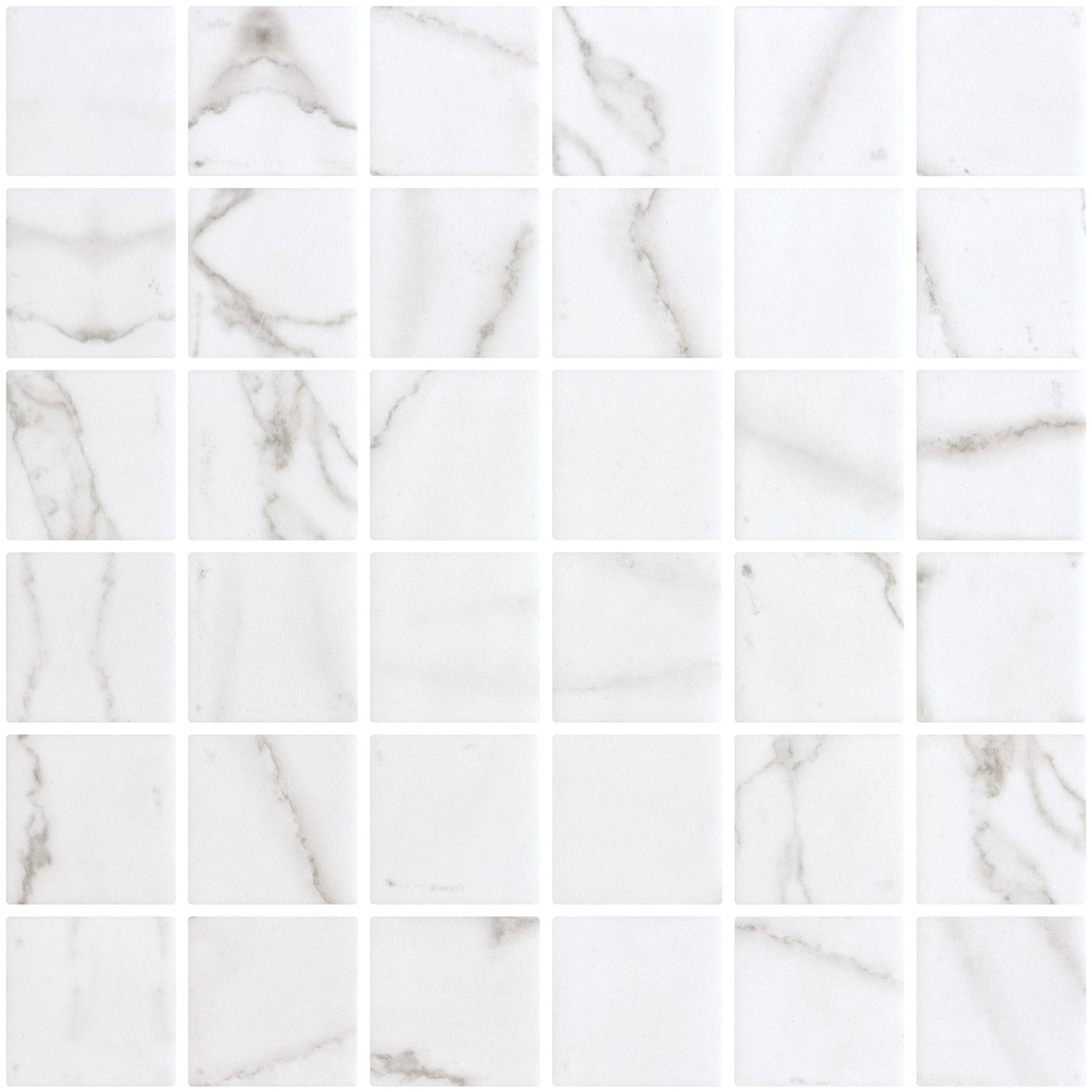 Cirrus glass mosaic - 50mm matte veined white | The Stonemen