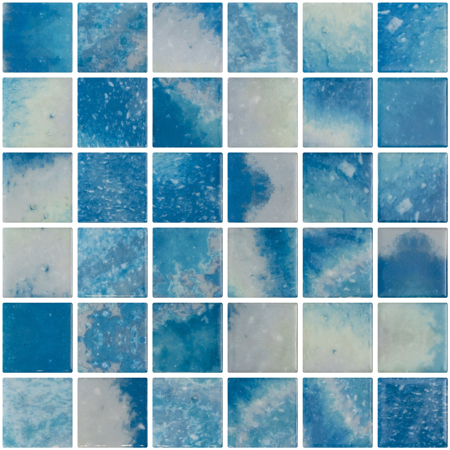 Harbour 50 glass mosaic - 50mm gloss blue green | The Stonemen