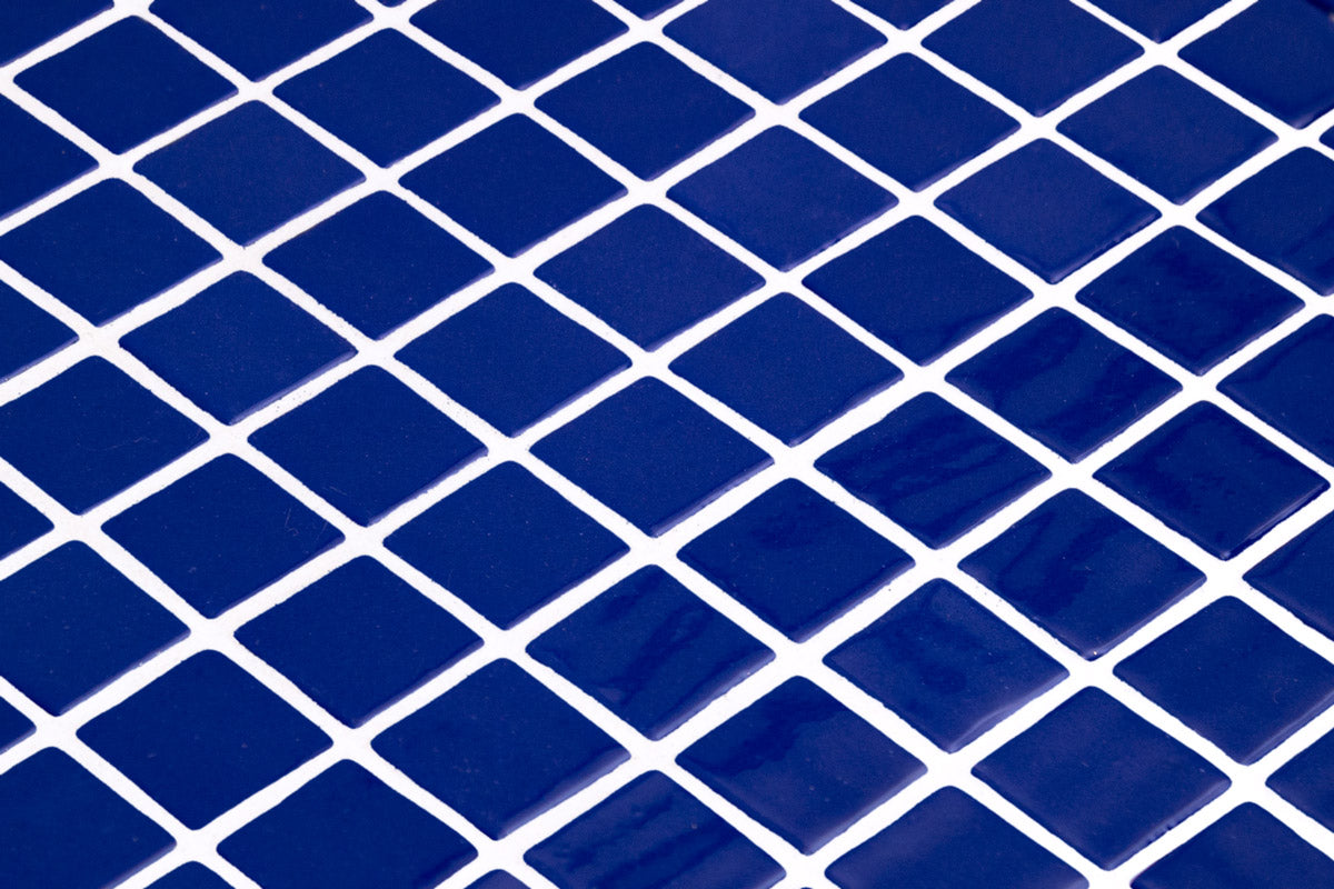 Indigo glass mosaic installed | The Stonemen