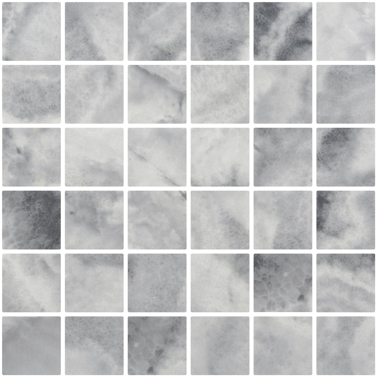Ivory glass mosaic - 50mm matte grey white | The Stonemen