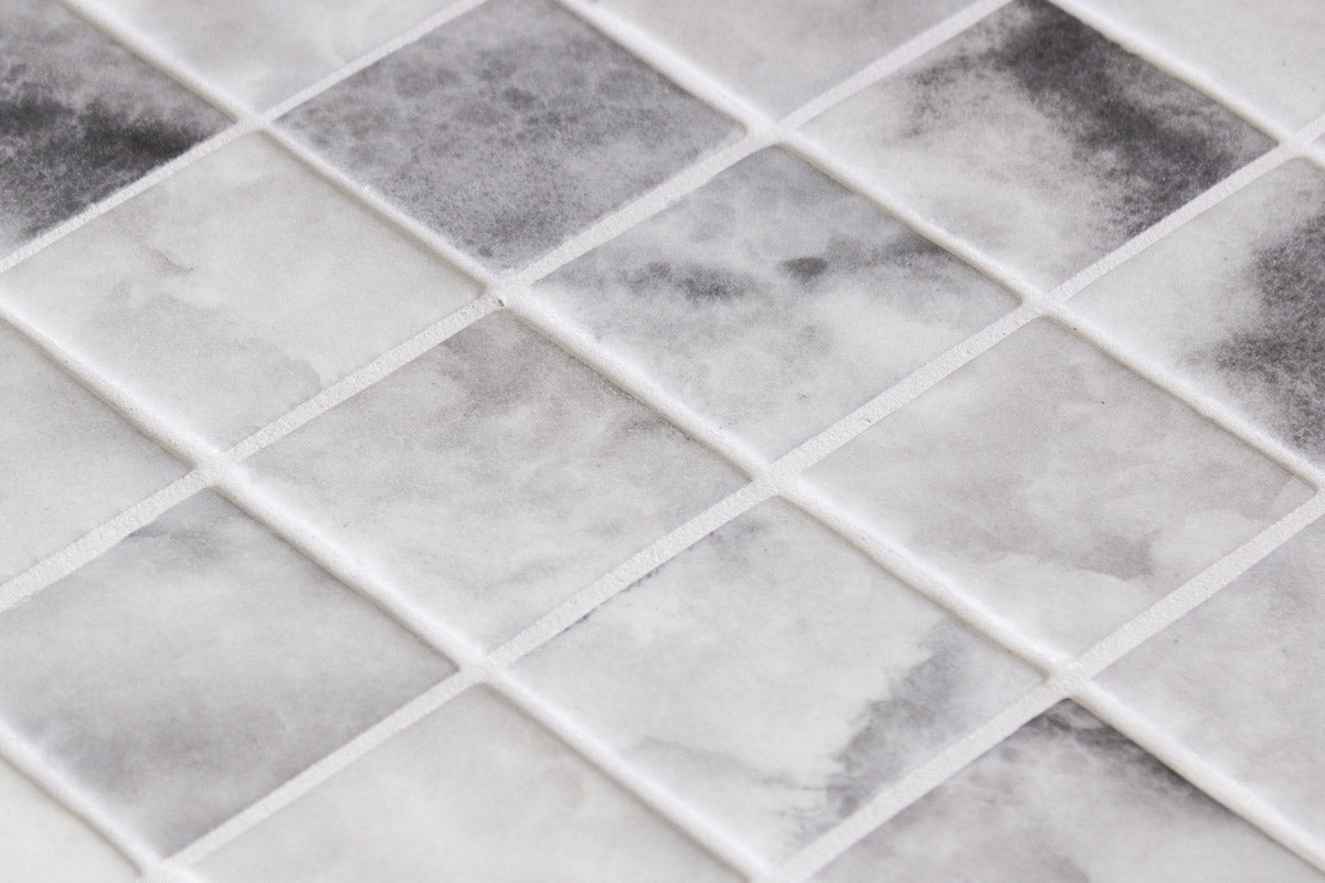 Ivory glass mosaic installed | The Stonemen