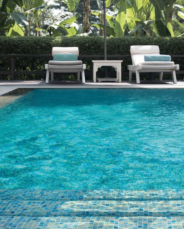 Meadow glass mosaic pool installation | The Stonemen