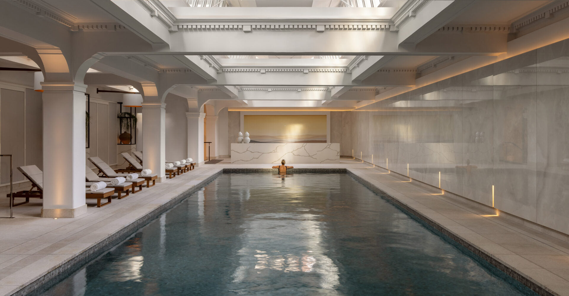 Quartz glass mosaic pool installation | The Stonemen