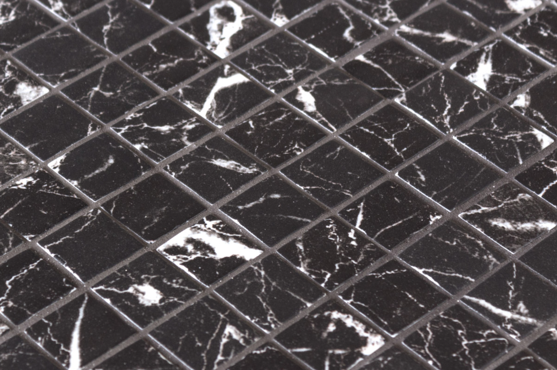 Raven glass mosaic close up - 25mm matte | The Stonemen
