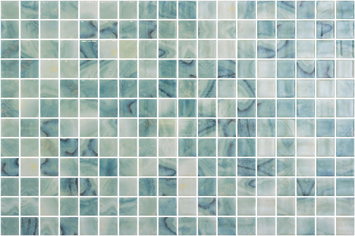 Shoreline glass mosaic - 25mm gloss warm green | The Stonemen