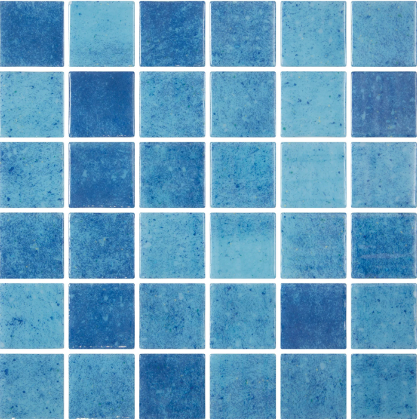 Swell 50 glass mosaic - 50mm gloss green blue | The Stonemen