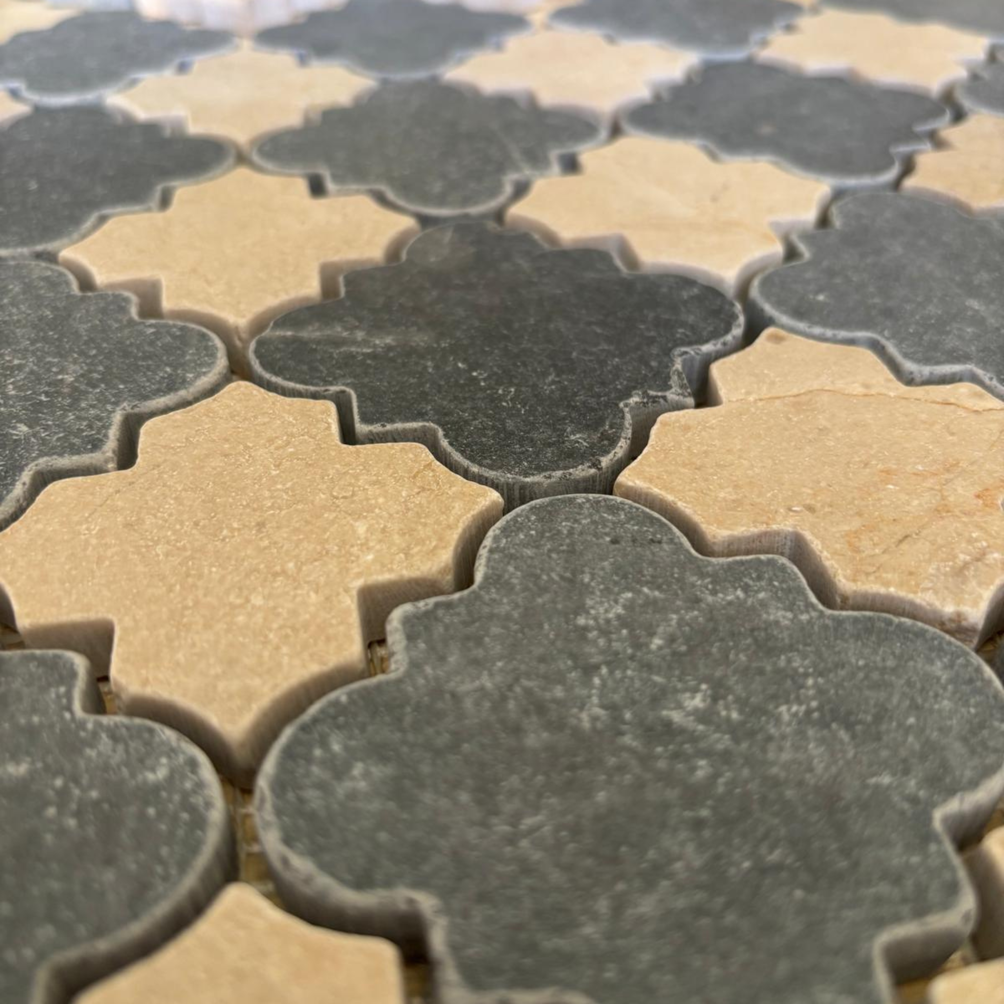 Cairo Crema Marfil & Bardiglio Sandblasted & Tumbled Mosaic