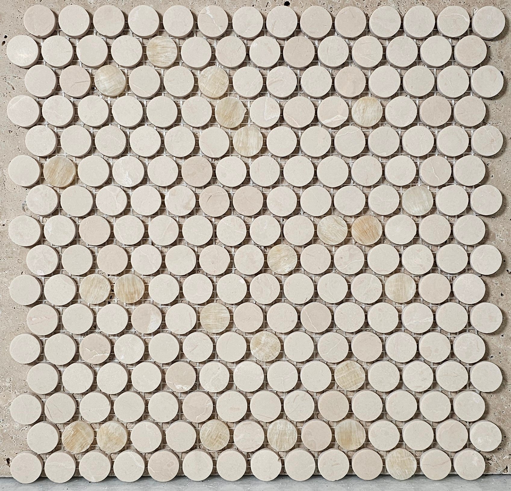 Botticino marble and onyx mosaic in warm cream tones | The Stonemen