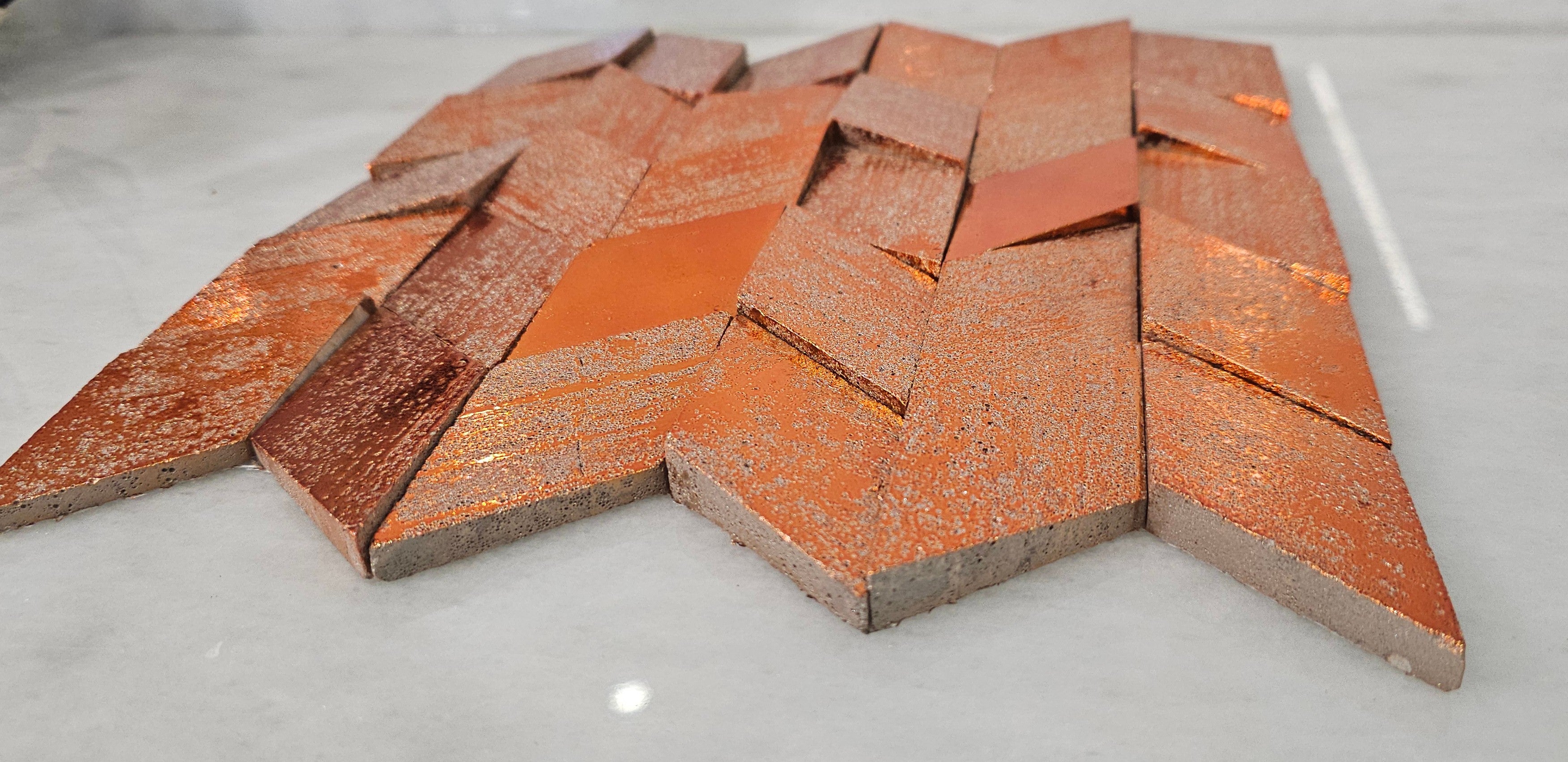 Metallic Orange Chevron Mosaics