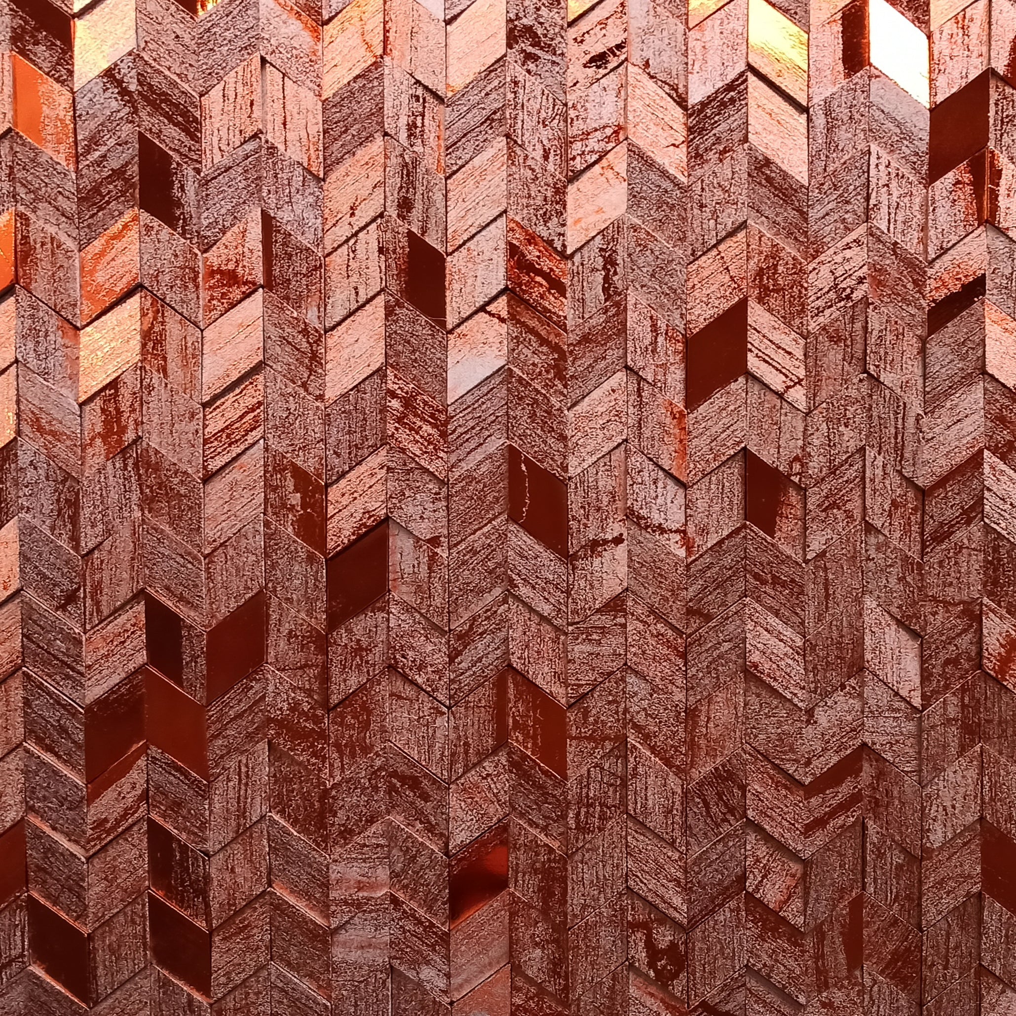 Metallic Orange Chevron Mosaics