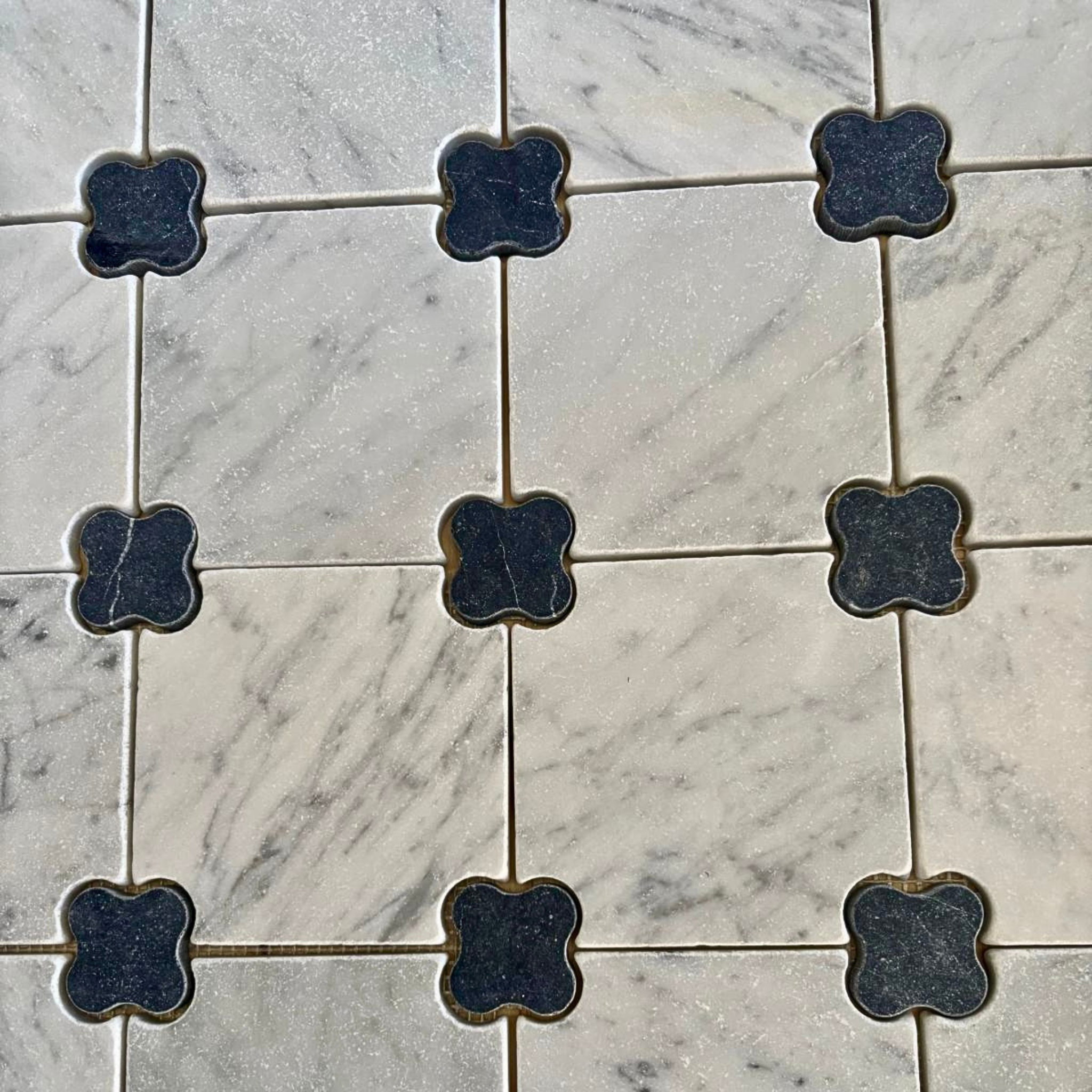 Carrara Nero Marquina with Clover Dot Honed & Tumbled