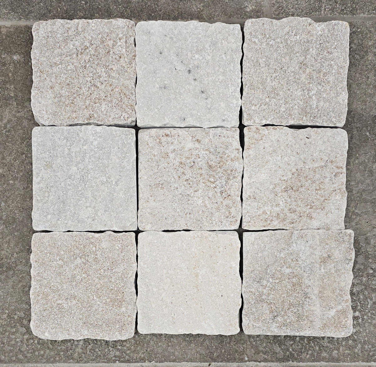 Sabi Cotton Tail tumbled quartzite cobbles 120 x 120mm