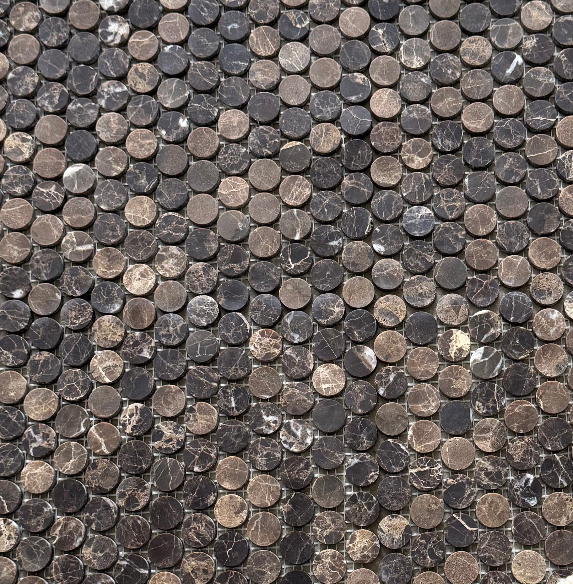 Dark Emperador brown marble mosaic with natural veining | The Stonemen