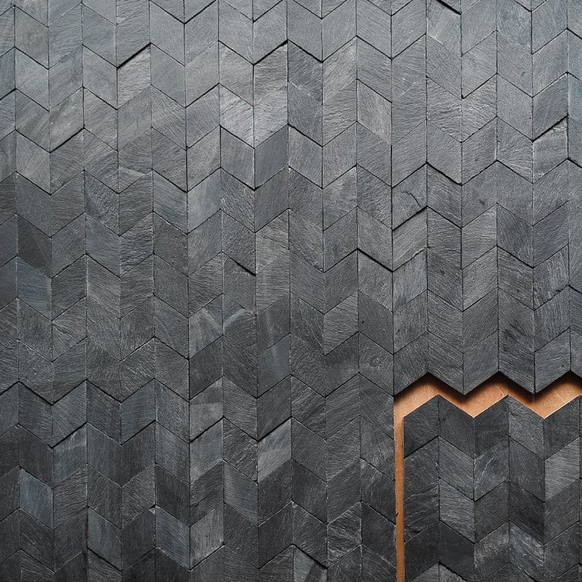 Obsidian Chevron Slate Mosaics