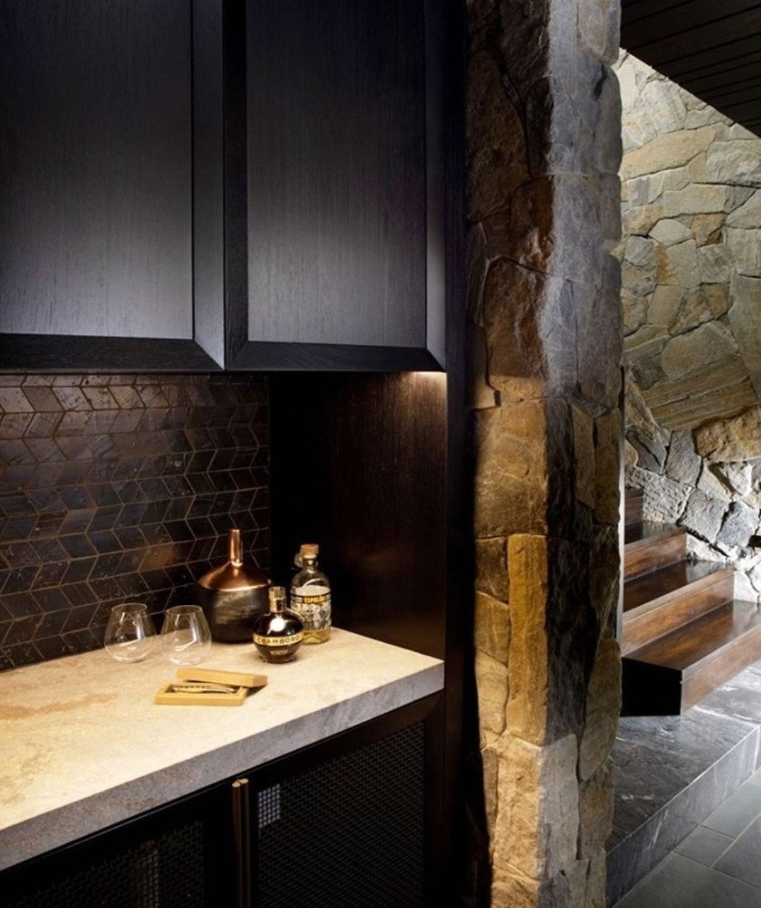 Obsidian Chevron Slate Mosaics