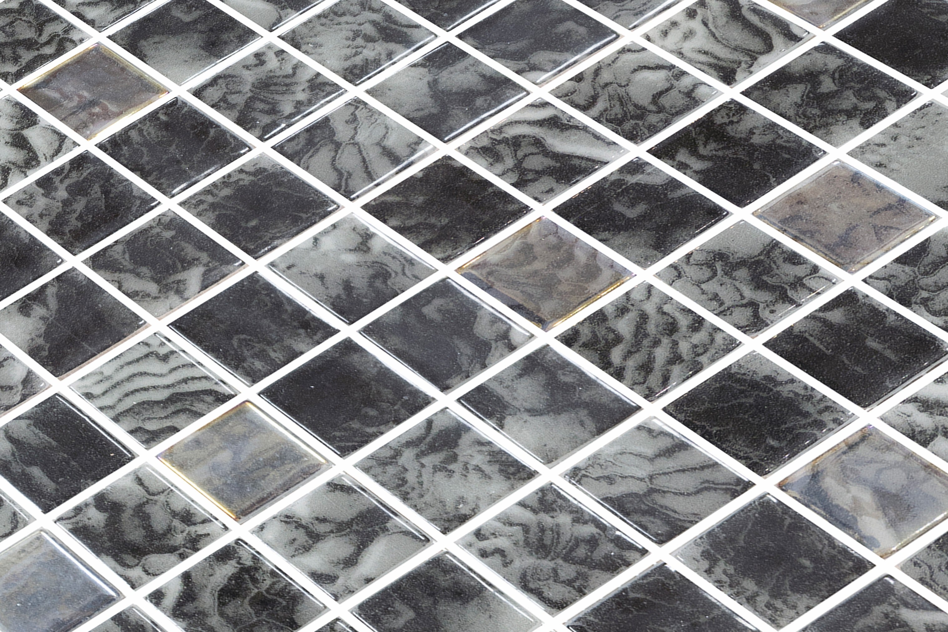 Charcoal glass mosaic close up | The Stonemen