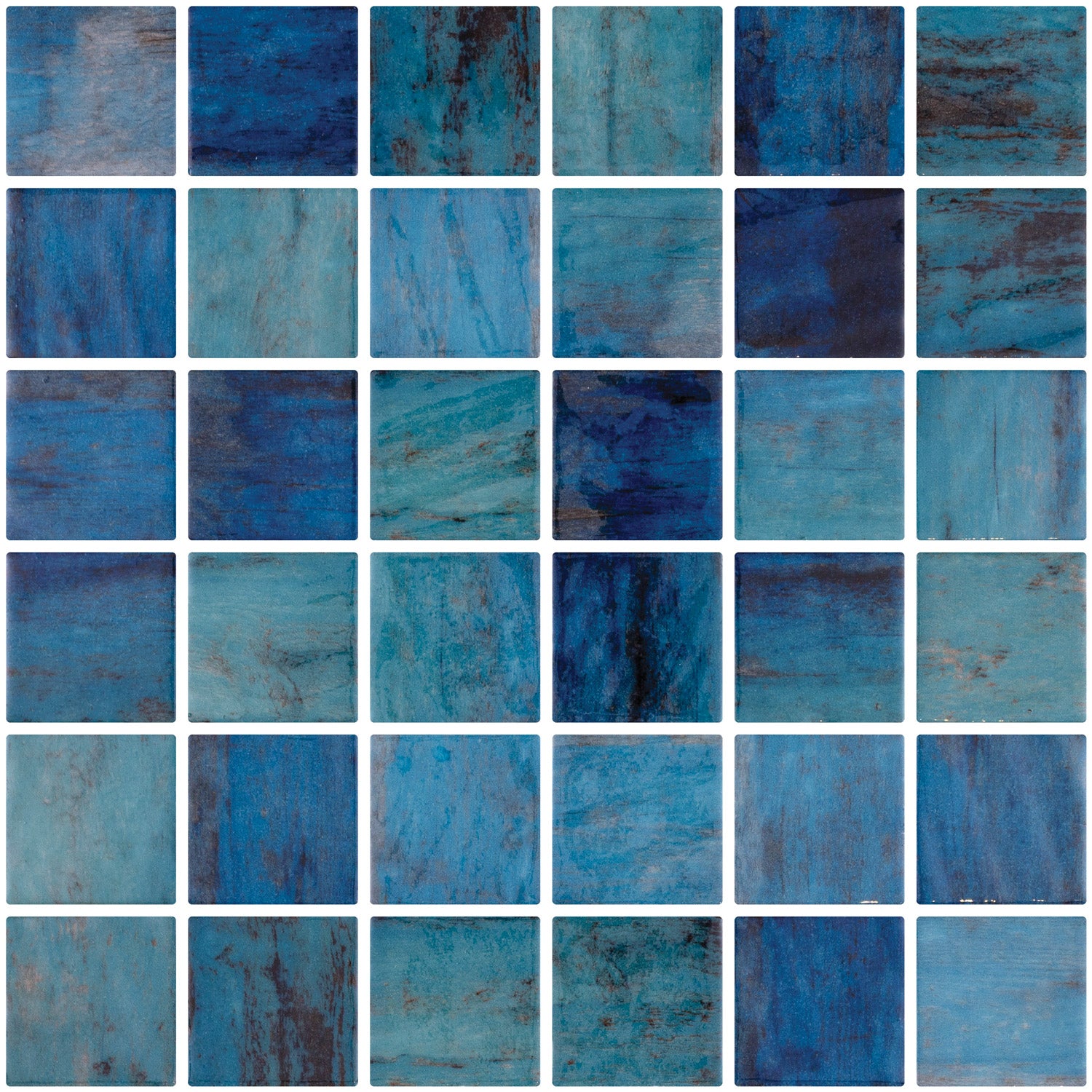 Fathom 50 glass mosaic - 50mm gloss blue green | The Stonemen