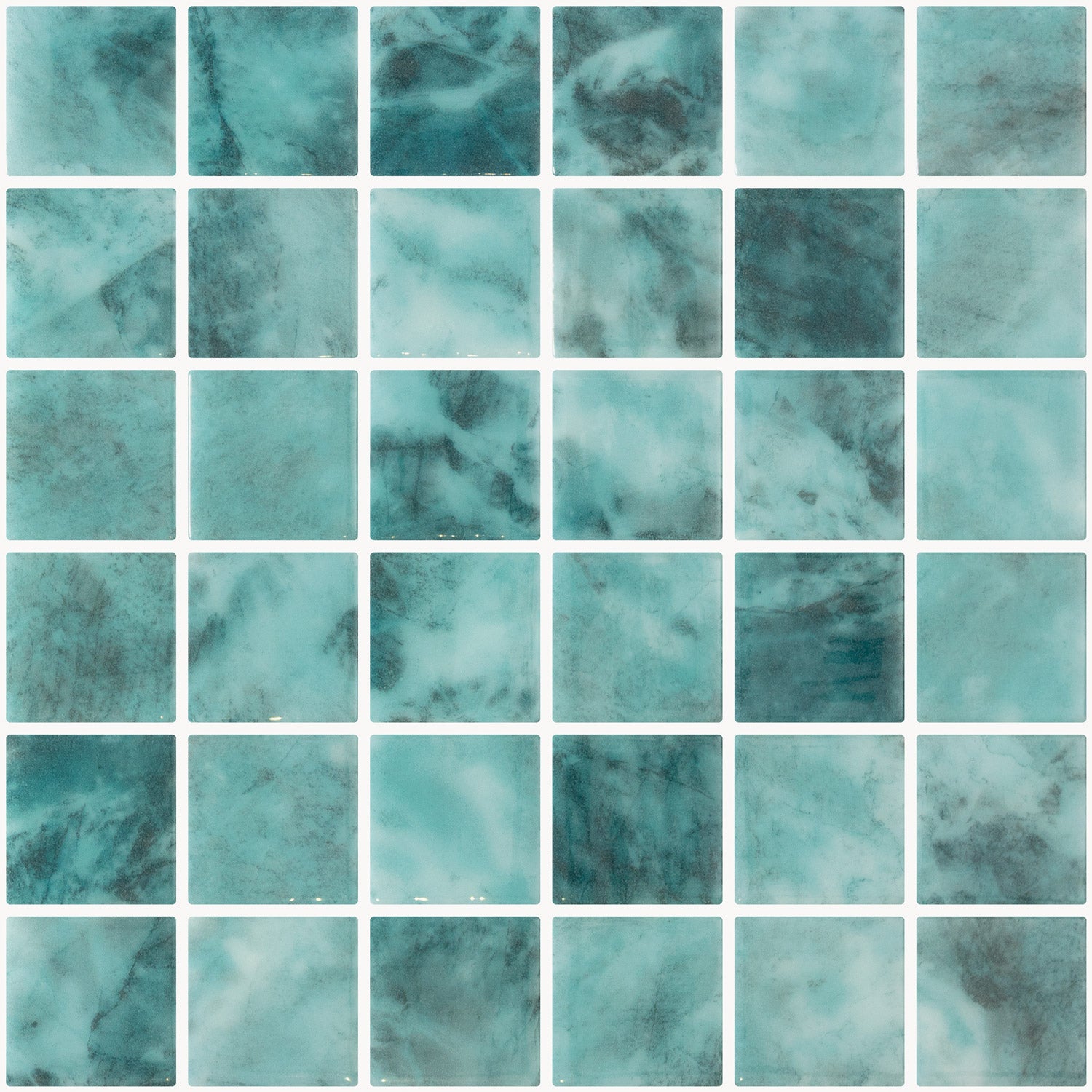 Marlin glass mosaic - 50mm gloss turquoise | The Stonemen