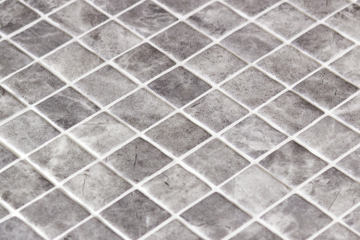 Pewter glass mosaic close up - 25mm matte | The Stonemen