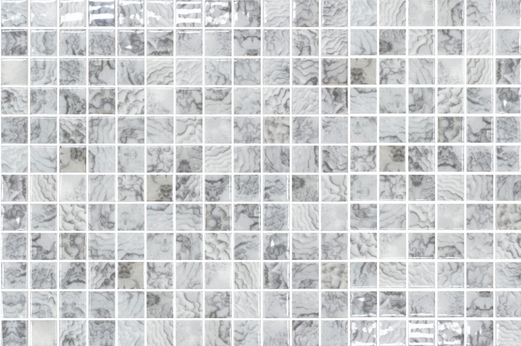 Platinum glass mosaic - 25mm gloss silver grey | The Stonemen