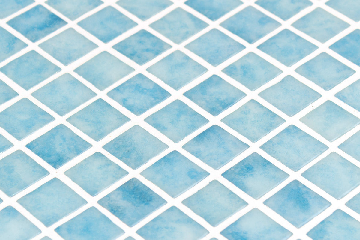 Santorini glass mosaic installed | The Stonemen
